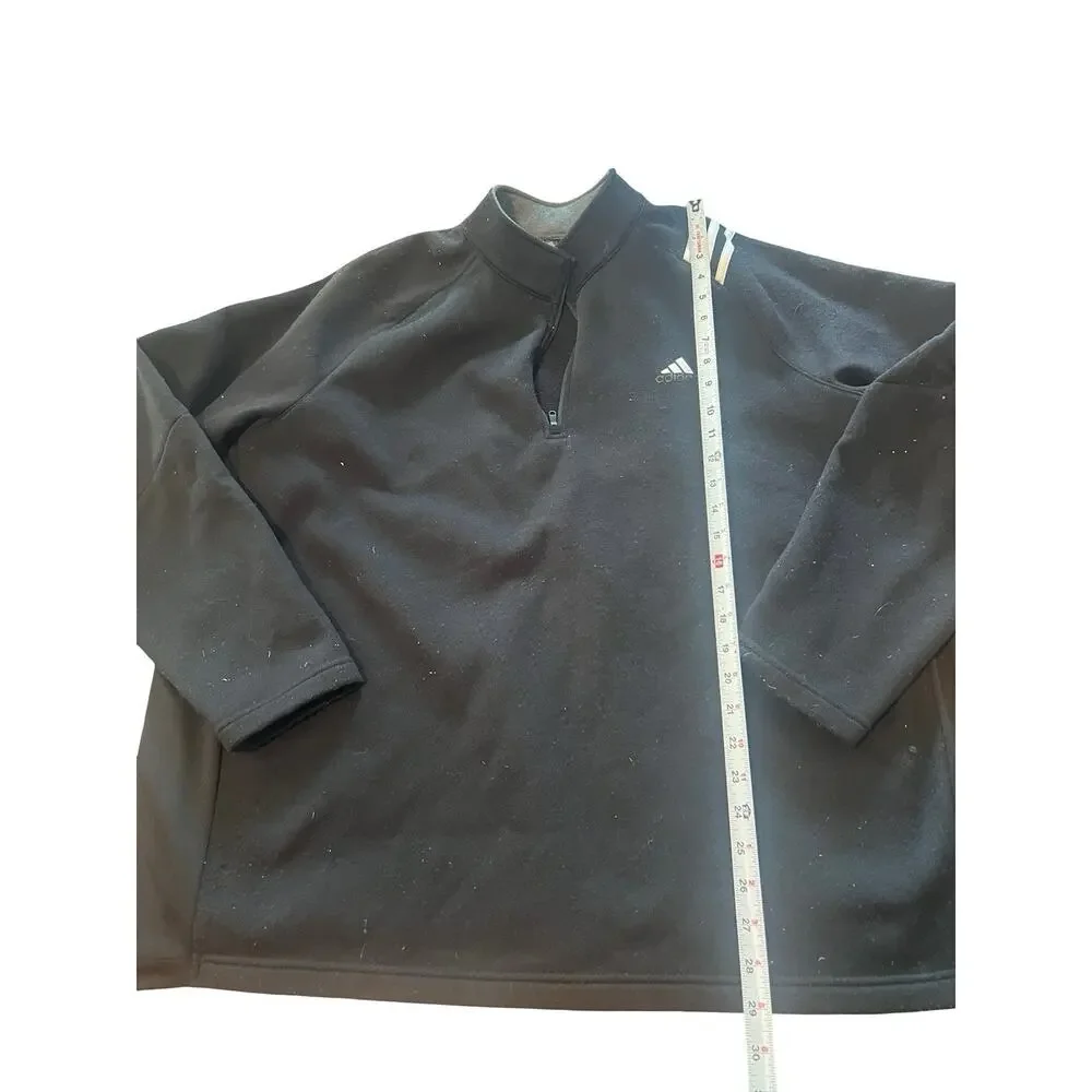 Adidas Golf Quarter Zip Pullover Mens XL Black Fleece 3 Stripe Mock Neck